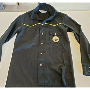 Rare 1970s Western Cowboy Pittsburgh Steelers Pearl Snap Dress Shirt Small